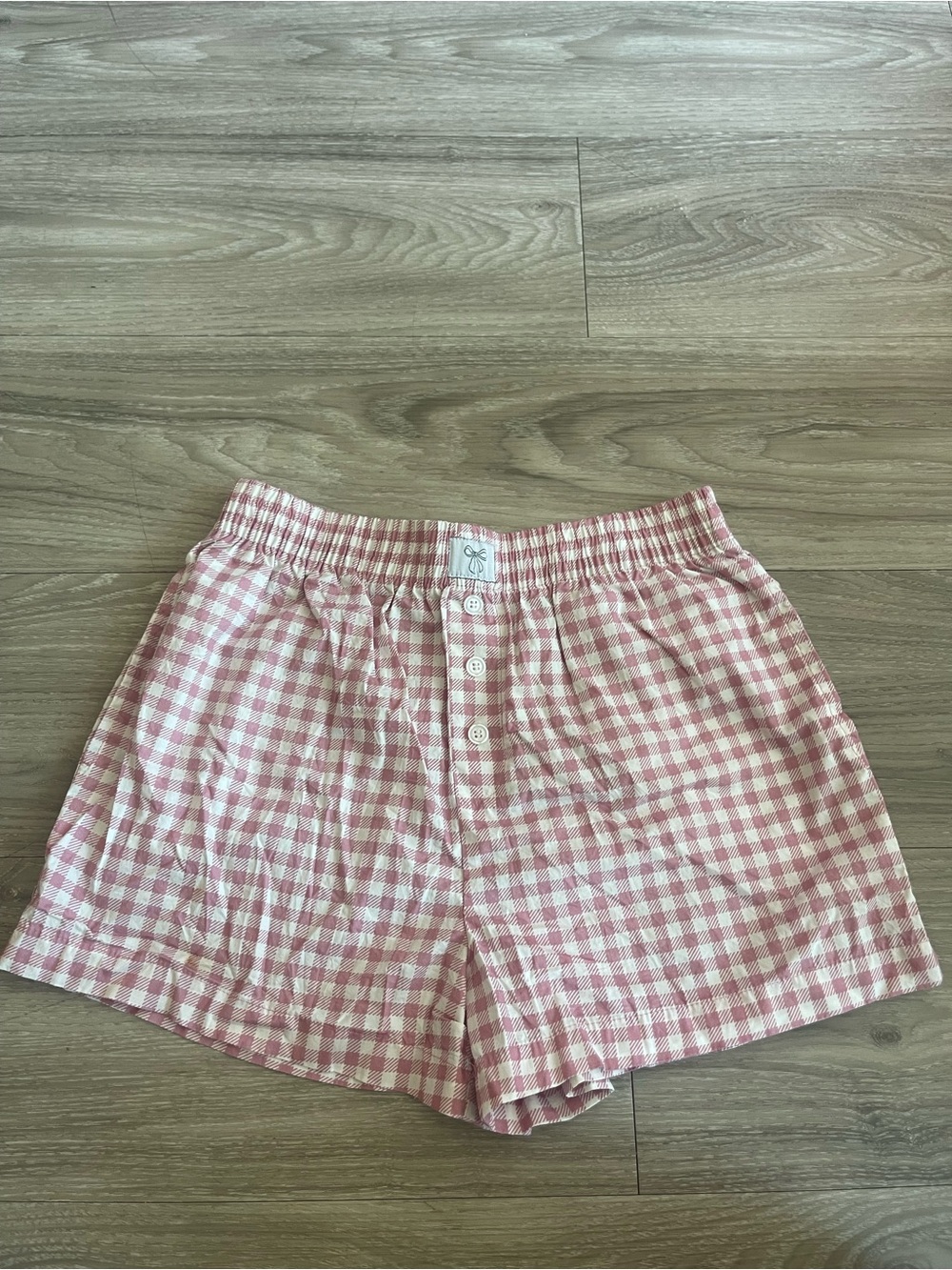Gingham Button-Front Women's Shorts - Pink